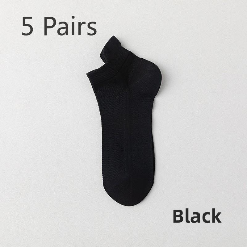 5 Pairs of Men s Summer Thin Mesh Cotton Deodorant Sweat Absorbing Boat Socks 5 Pairs чёрный