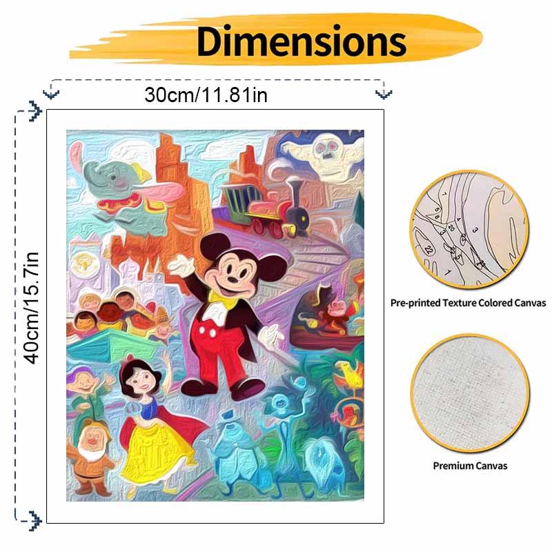 Disney Mickey Mouse Theme Park Oil Paint by Numbers Kit Handmade Diy Home Decor Gifts Wall Art Canvas Set for Adults and Kids Decor
