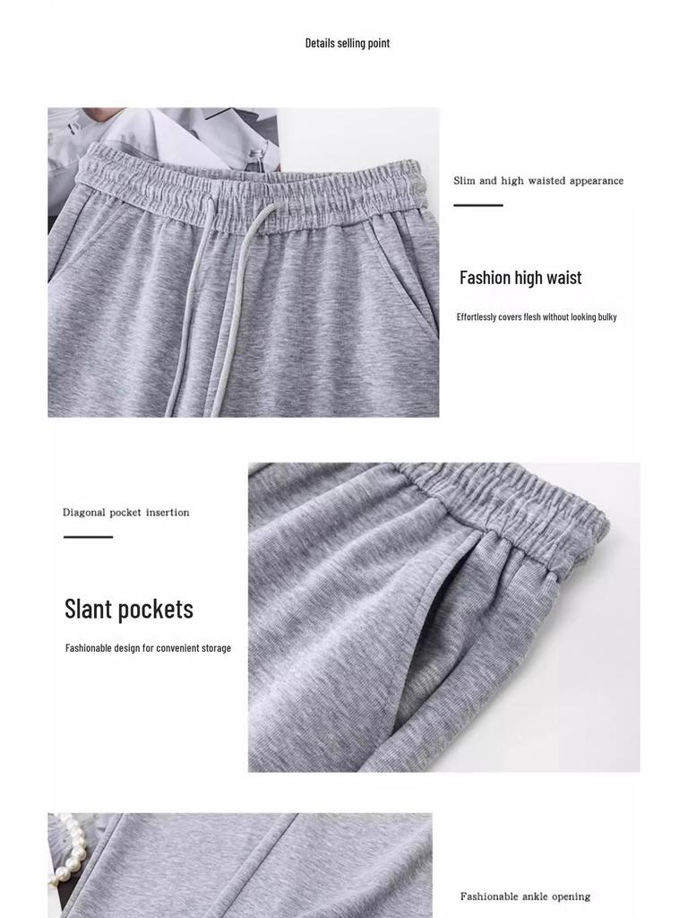 Women's High-Waisted Wide-Leg Pants - 2025 Spring/Autumn Collection: Slimming, Loose, Petite Fit, Straight-Leg Trousers