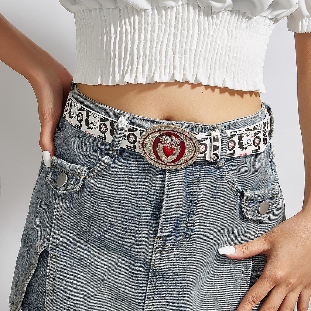 Retro Y2k Heart Pattern Metal Belt For Teen Fashion Accessories