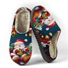Unisex Christmas Print Cotton Slippers - Warm for Autumn/Winter Home Use
