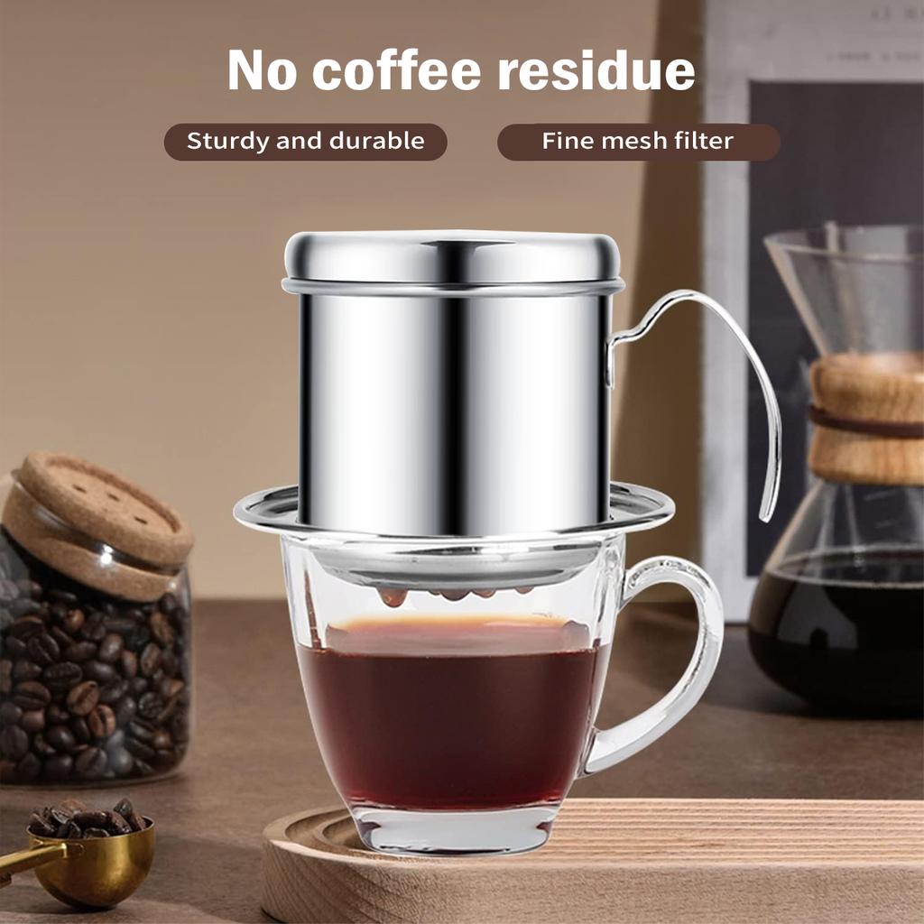 Leeseph Vietnamesischer Kaffeefilter Klein French Press Tragbarer Becher Edelstahl Vietnamesischer Kaffeebereiter für Camping