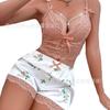 Sexy Explosive Sex Underwear Sexy Deep V Lace Hollow Suspender Bra Lace Shorts Set