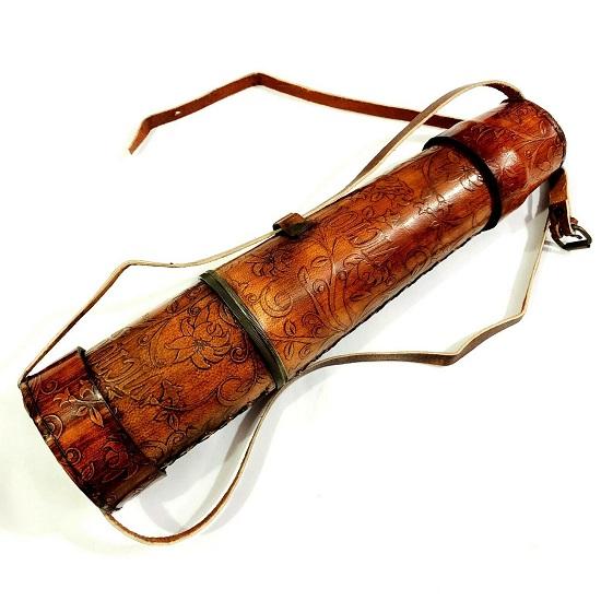 Telescopio victoriano de cuero de latón con correa de mano Spyglass Scope