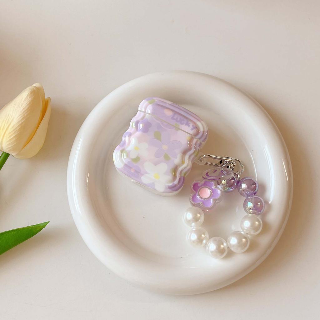 Imd Lucky Flower Pendant Keychain Smiley Wireless Bluetooth Earphone Case For Apple Airpods 1 2 Pro 3 2nd Wavy Charging Box