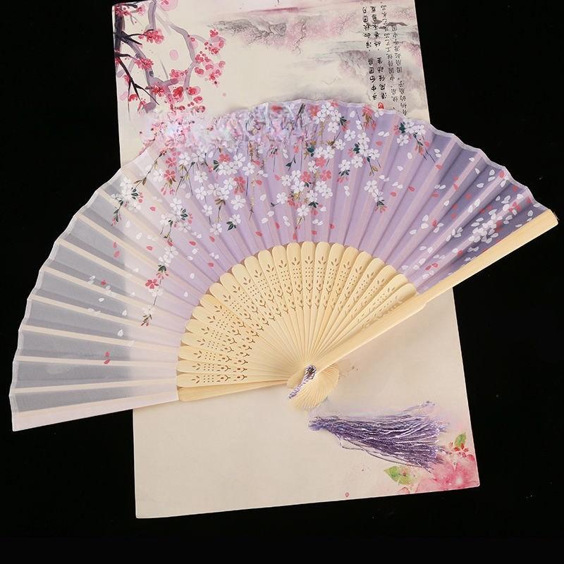 Sammenleggbar vifte Kinesisk stil Dansevifte Dame Sommer Sammenleggbar vifte Antikk kostyme Japansk stil Liten Retro Stoff Klassisk Antikk stil Sammenleggbar vifte