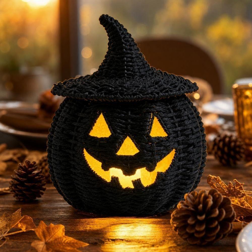 Handgemaakte Heksenhoed Halloween Geweven Zeegras Pompoen Snoep Bewaar Mand Halloween Decoratie