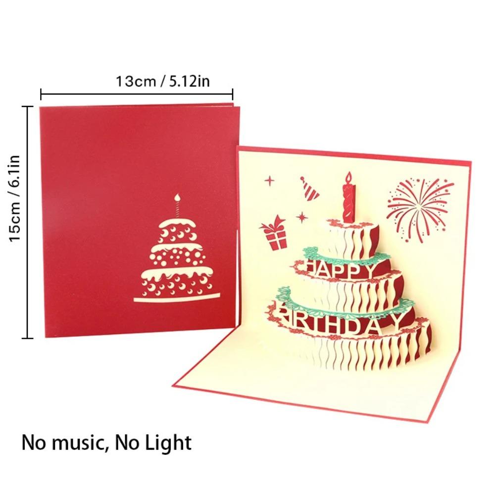 

Foldable Happy Birthday Greeting Card Creative Blessing Cake Holiday Card Party Style 6