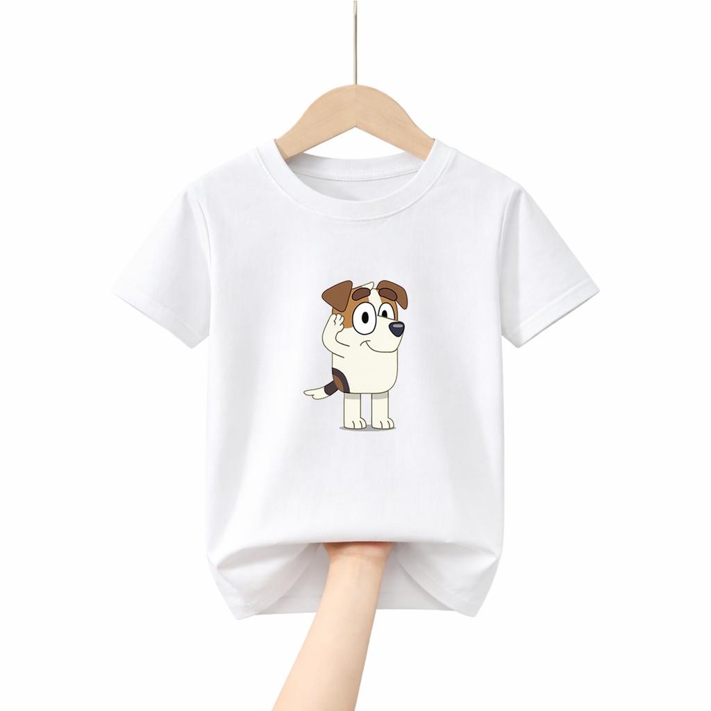 2026 New Bluey Graphic Tee for Kids 100 Percent Cotton Soft Loose Fit Tshirt Boys Girls Casual Daily Wear