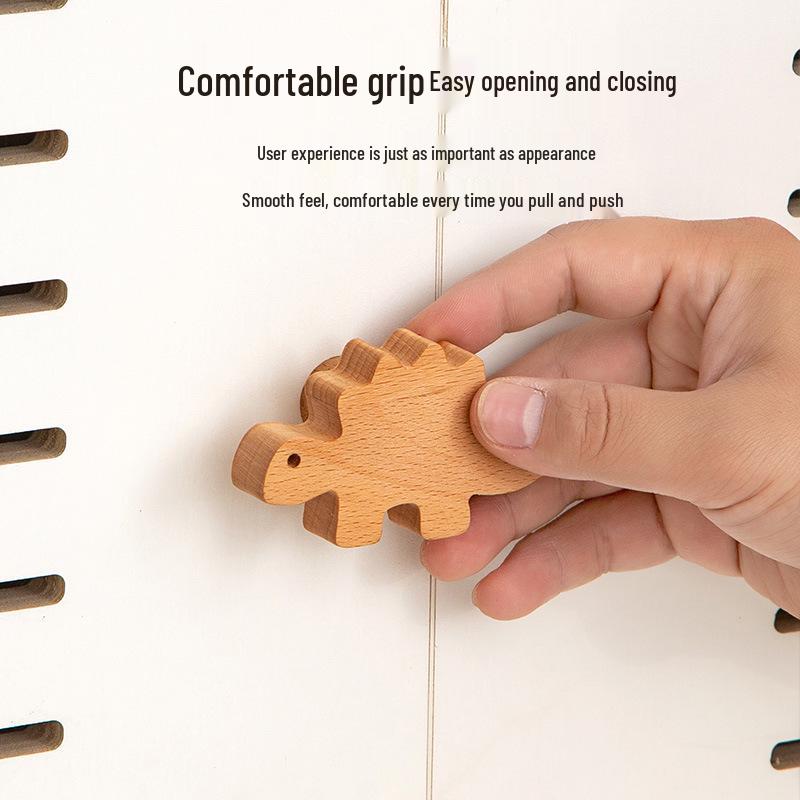 Dinosaur Handle for Children's Room - Cute Wooden Animal Cartoon Drawer & Cabinet Pull