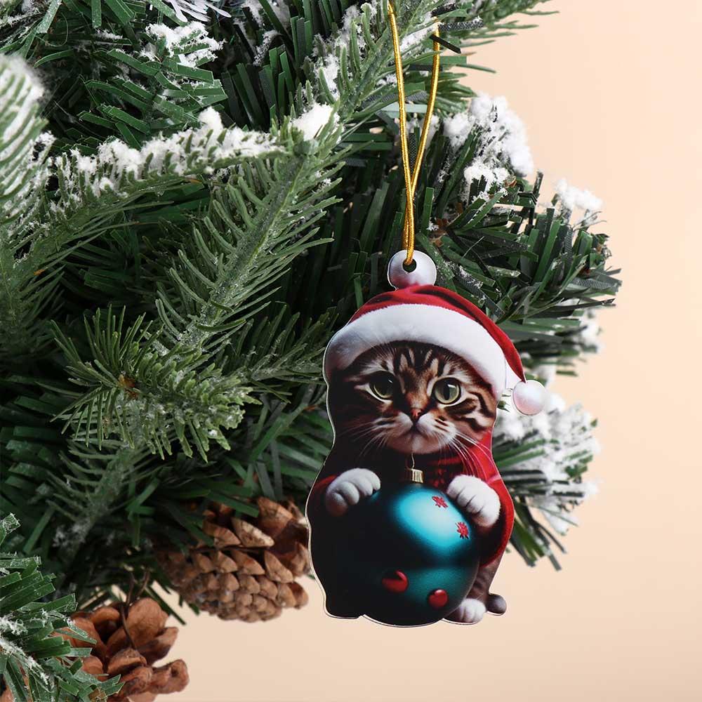 Acrylic Christmas Cat Pendant Reusable Hanging Pendant Creative Christmas Ornaments  Backpack