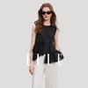 [ELLE] Elle Tops Blouse Sleeveless Women's Summer Modern Bead Embroidery Frill Asymmetrical Design Original Stylish Casual EM51429 (JP, Alphabet, M)