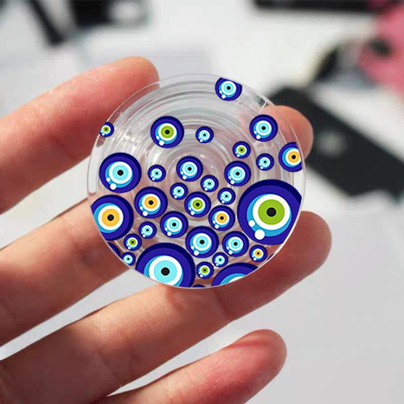 Türkischer Glücksbringer Blauer Nazar-Auge Abstrakter Handygriff Tok Ständer Halter Transparent Griptok für iPhone 13 Samsung Huawei Xiaomi Halterung