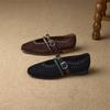 Fashion New Spring/autumn Sheep Suede Women Shoes Round Toe Mary Jane Shoes for Women Fashion Rivet Belt Buckle Low Heel Women Pumps