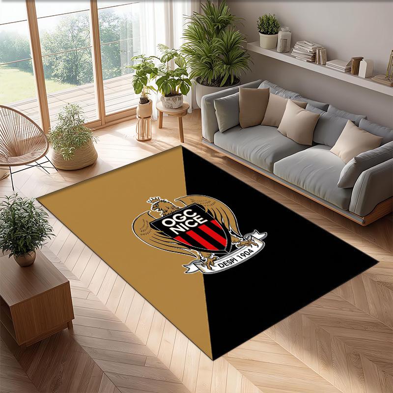 OGC Nice FC Soccer Football Pattern Soft Area Rug Non Slip Indoor Floor Carpet Sports Decor Mat for Bedroom