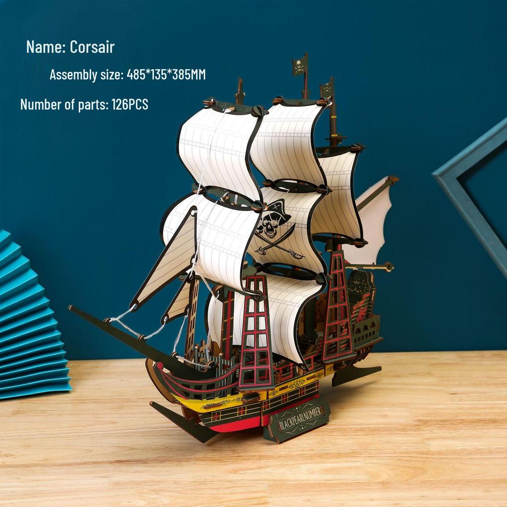 3D Wooden Fighter Bomber & Warship Puzzle Toy for Kids