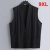 Linen Vest Men Summer Tank Top Plus Size 9XL Fashion Casual Solid Color Vests Male Big Size