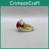 Stylish Minimalist Gold Copper Adjustable Emerald And Ruby Ring For Fashionistas