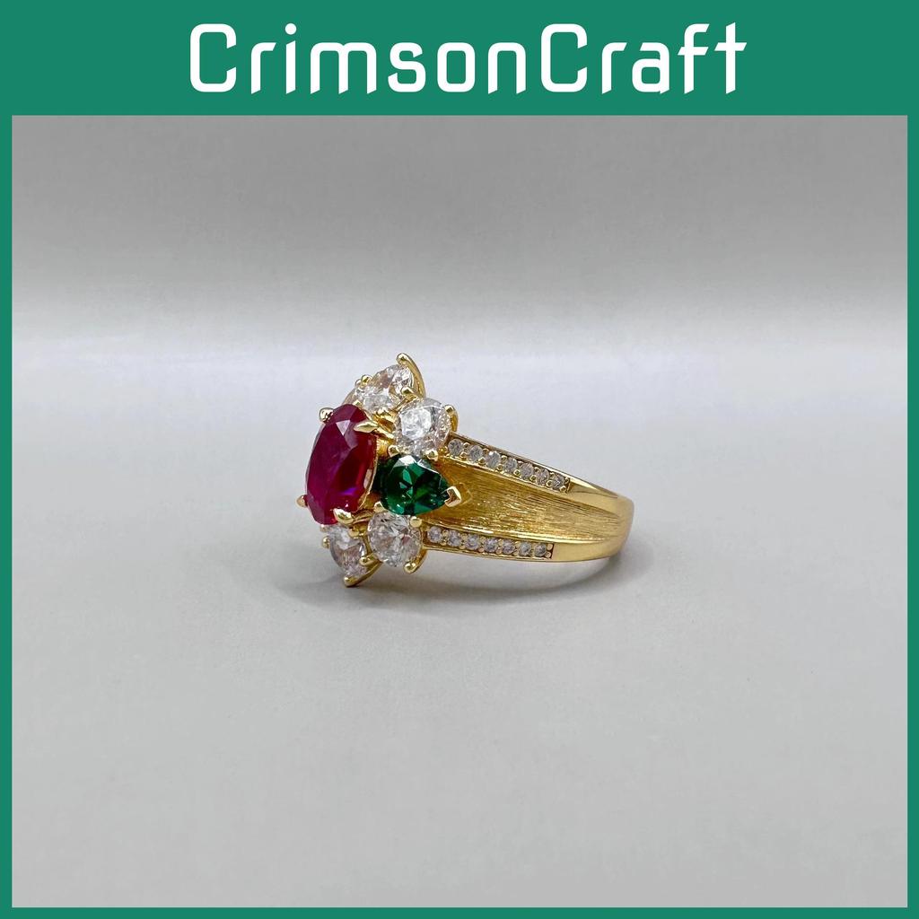 Stylish Minimalist Gold Copper Adjustable Emerald And Ruby Ring For Fashionistas