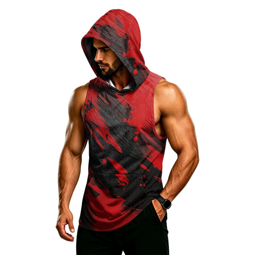 Men's Sleeveless Hoodie Muscle Fit Gym Tank Top Breathable Quick Dry Workout Vest for Fitness Training and Sports