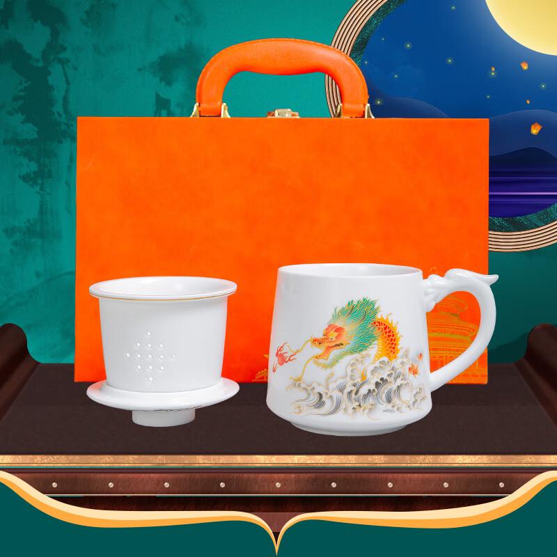 Dragon Imperial Ceramic Office Mug with Lid