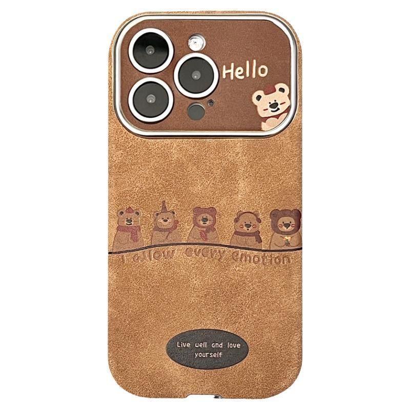Autumn and Winter Brown Bear Suede for Apple 16 Mobile Phone Case Iphone15 14 Protective Cover 13 12 Lanyard