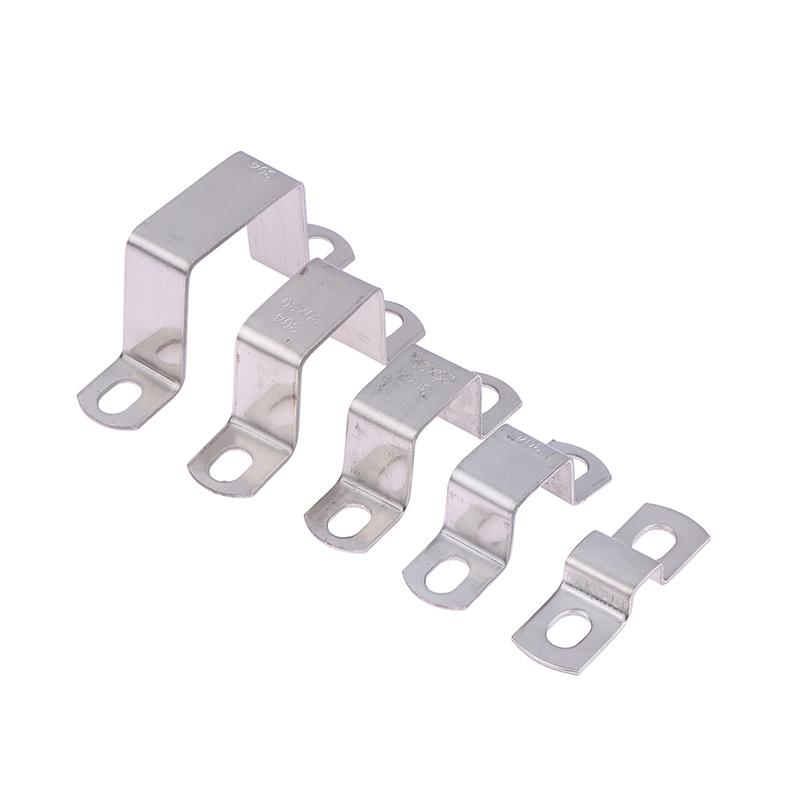 2Pcs 304 Stainless Steel Thickened Square Rectangular U-Shaped Horseback Pipe Saddle Clamp Buckle Throat Hoop 5 Kinds Of Models