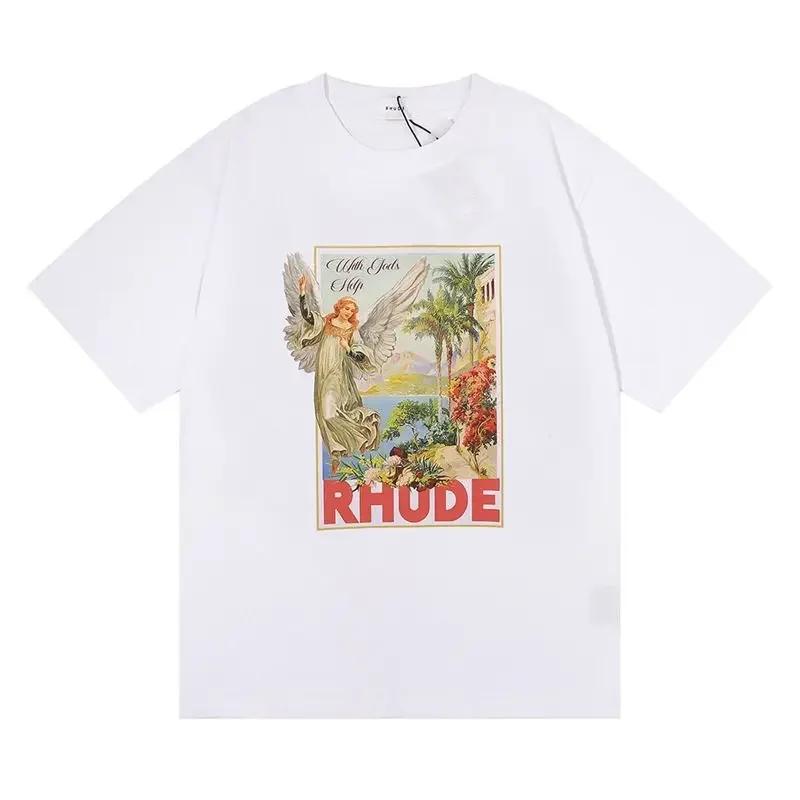 GUOYAN TOP Lente/Zomer Rhude T-shirt voor dames en heren, oversized model, T-shirt met korte mouwen, luxe merk heren T-shirts, Amerikaanse maten S-4XL 4XL
