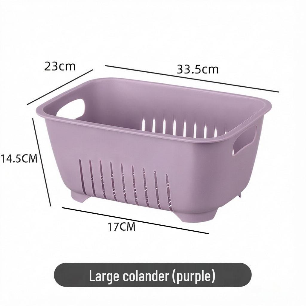 Dual-Layer Transparent Large-Capacity Fruit and Vegetable Drainer Basket for Kitchen and Living Room