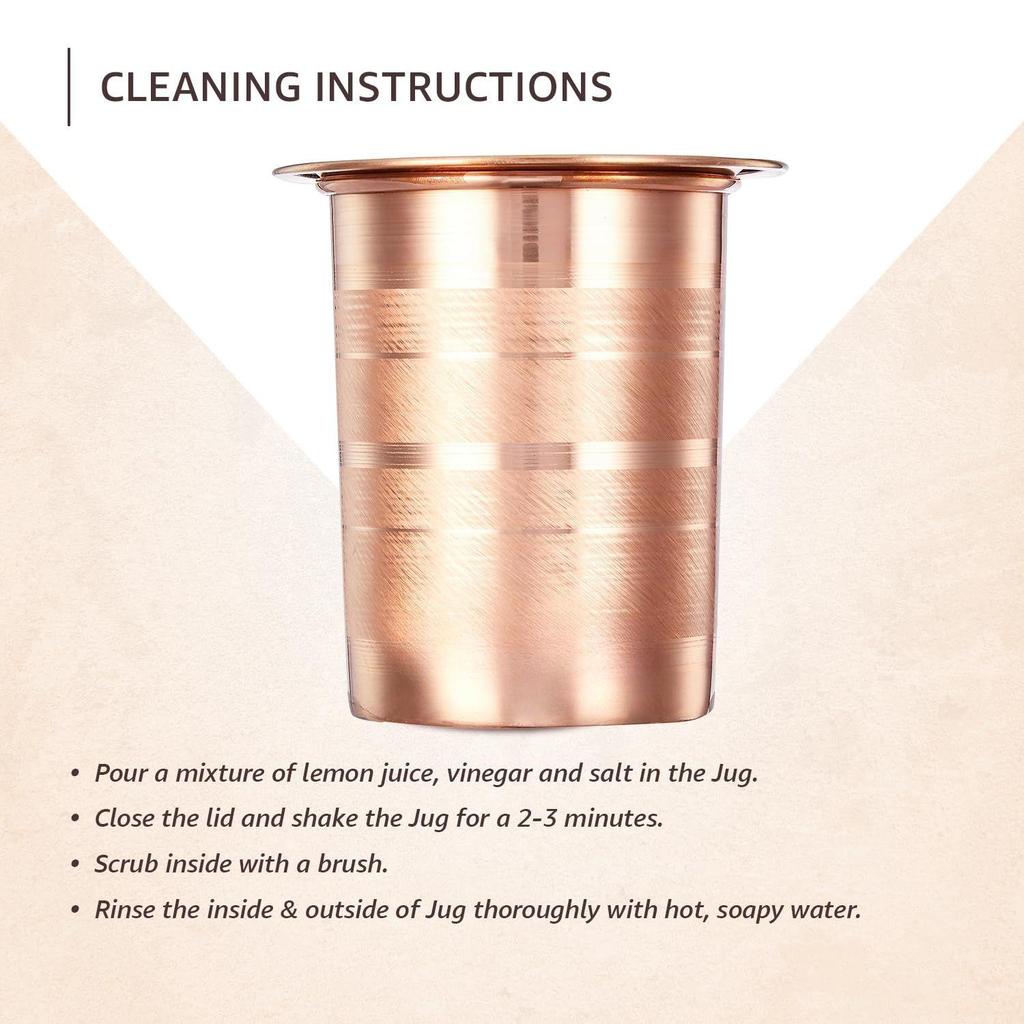 Copper Tumbler Cup with Lid, Set of 2, 300 ml