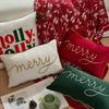 Christmas Tree Embroidery Pillowcase Merry Christmas Cushion Cover Sofa Headboard Waist Pillowcase Holiday Decoration