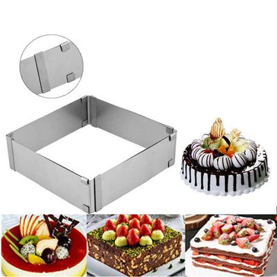 Rostfritt Stål Tårtform Ring Justerbar Fyrkantig Mousse Cirkel Tårtdekorationsverktyg Tårtskærare Mousse Dessert Bakform