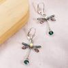 Elegant Personalized Carved Dragonfly Earrings Seven Colored Gems Hook Drop Earrings Wedding Engagement Earrings for Women