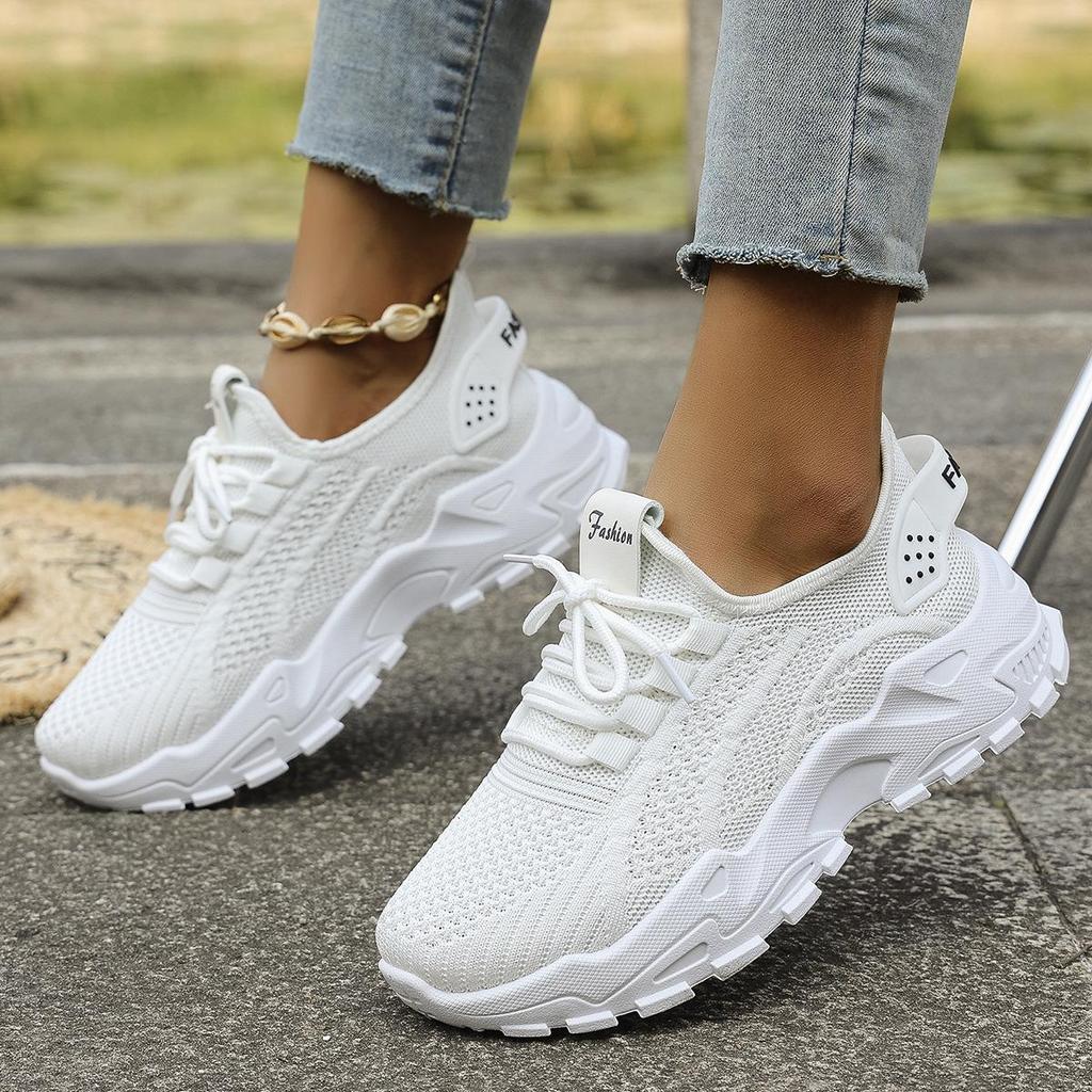 Scarpe da Ginnastica Tessute Volanti da Donna Taglie Forti, Suola Morbida Antiscivolo, Scarpe da Corsa Casual, Scarpe Sportive Leggere Traspiranti Comode per Donne