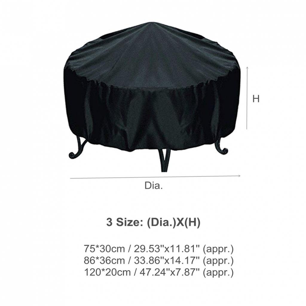 Patio Round Fire Cover Protection Dust Protector Grill BBQ Cover Outdoor UK