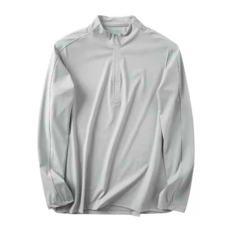 Men's High-Elastic Breathable Long Sleeve Half-Zip Fitness Top for Spring and Autumn