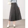 TERRE BLEUE Women's Retro High-Waist Plaid A-Line Midi Skirt