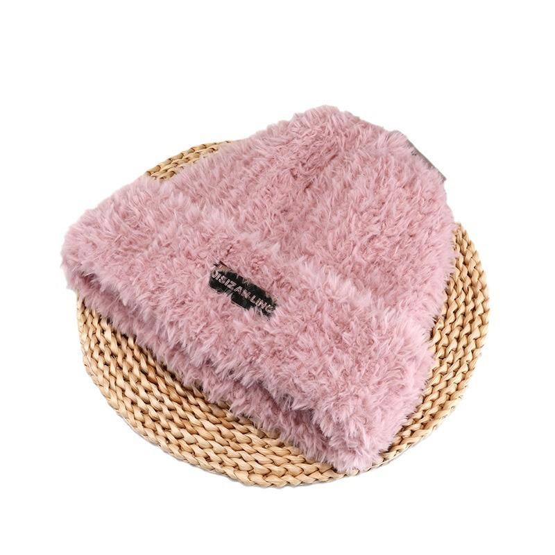 Wool Hats for Autumn and Winter Women's Versatile Knitted Headbands Show Face Small Warm Plush Cold Hat Big Head Circumference Piles of Hats