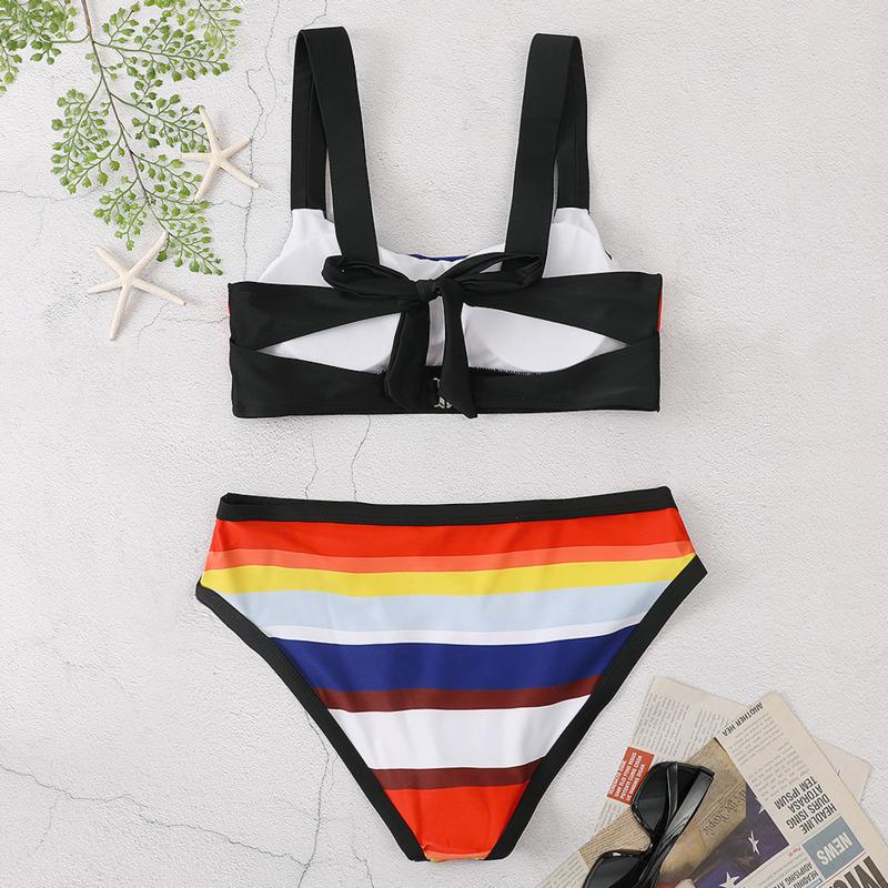 Rainbow Striped Sexy Swimsuits Push Up Bikini Female Swimwear Beach Wear Bikinis Women's Swimming Bathing Suit