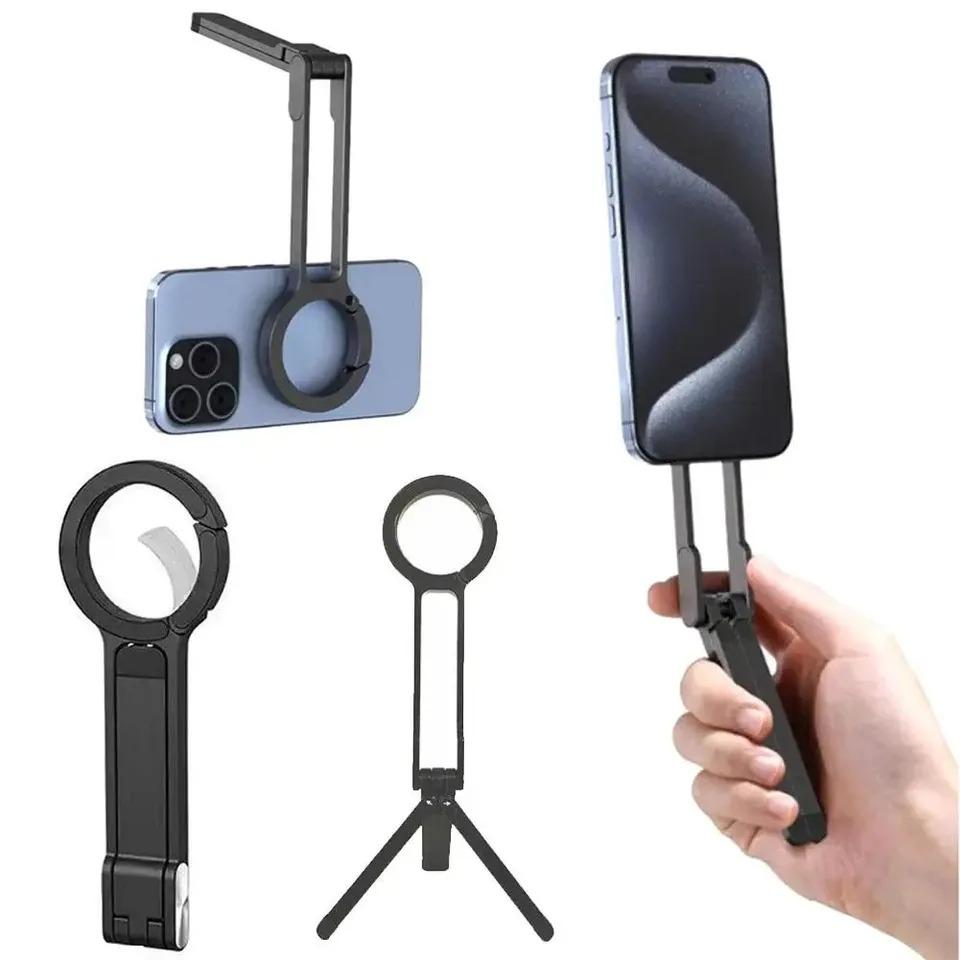 Magsafe Dual-sided Magnetic Phone Tripod Stand Foldable Desk Mount Phone Handle Holder for iPhone Smartphones Selfie Outdoor Travel Vlog LiveStreaming