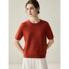 2026 Fall Winter Silk Cashmere Short Sleeve Sweater Women Crew Neck Solid Color Knit Top Commuter Thin