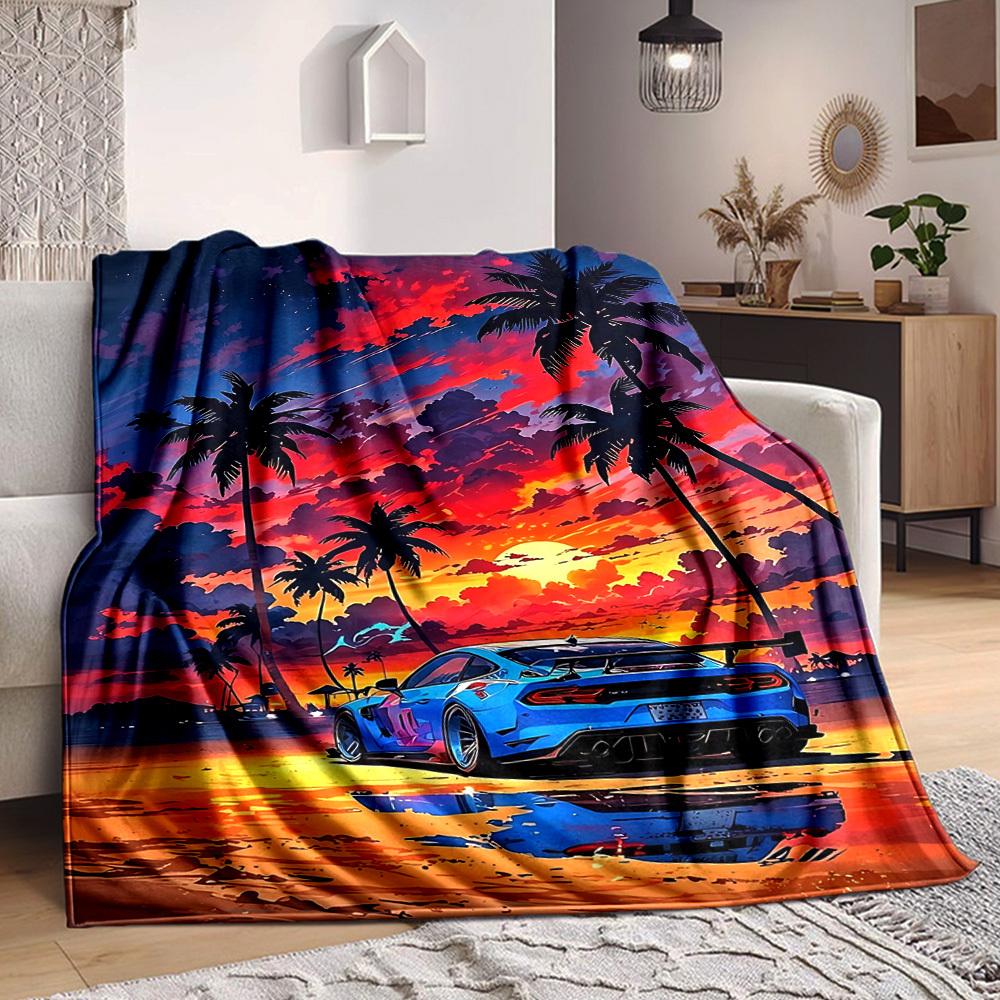 

1PC Palm Tree Car Blanket Soft Warm All Season Throw for Sofa, Bed, Car, Office Vibrant Colorful Design, Durable & Cozy Gift 80cm×120cm