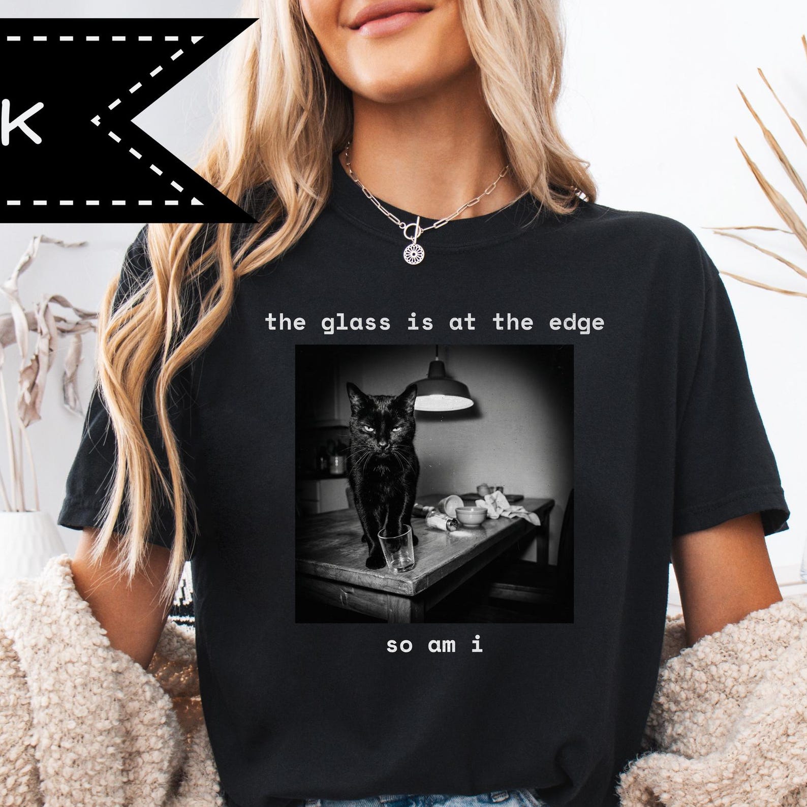 Rage Consumes Me Black Cat T-Shirt, The Glass is at the Edge Graphic Tee, Chaotic Cat Shirt 2XL