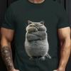 Animal T Shirt For Men Summer Short Sleeve Cat Print T-Shirt Fashion Streetwear Oversized Clothing Casual Crew Neck Pullover