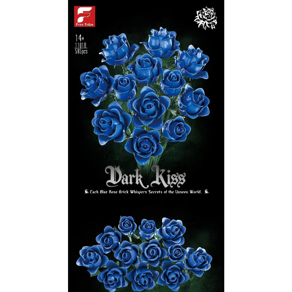 12 Blaue Rosen Blume Bausteine Blumenstrauß Modell Ziegel Heimdekoration Erwachsener Romantisches Geschenk Kinder DIY Lernspielzeug
