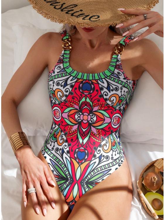 

Треугольное бикини с красочным принтом - Удобное, завязывается на шее, европейский и американский стиль M