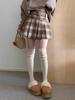 Women's Retro Plaid Wool-Blend A-Line Skirt: High Waist, Slimming, Pleated, Petite, for Spring/Autumn 2025