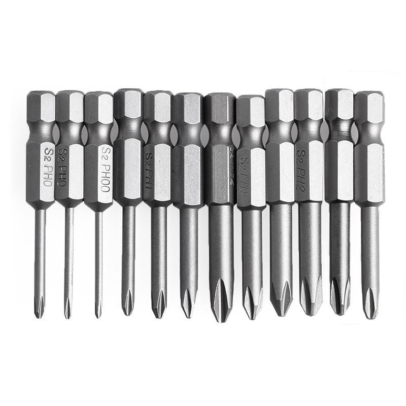 Chrome Vanadium Cr-V PHILLIPS PH2 SCREWDRIVER BITS 25mm Length 1//4/" Hex Shank