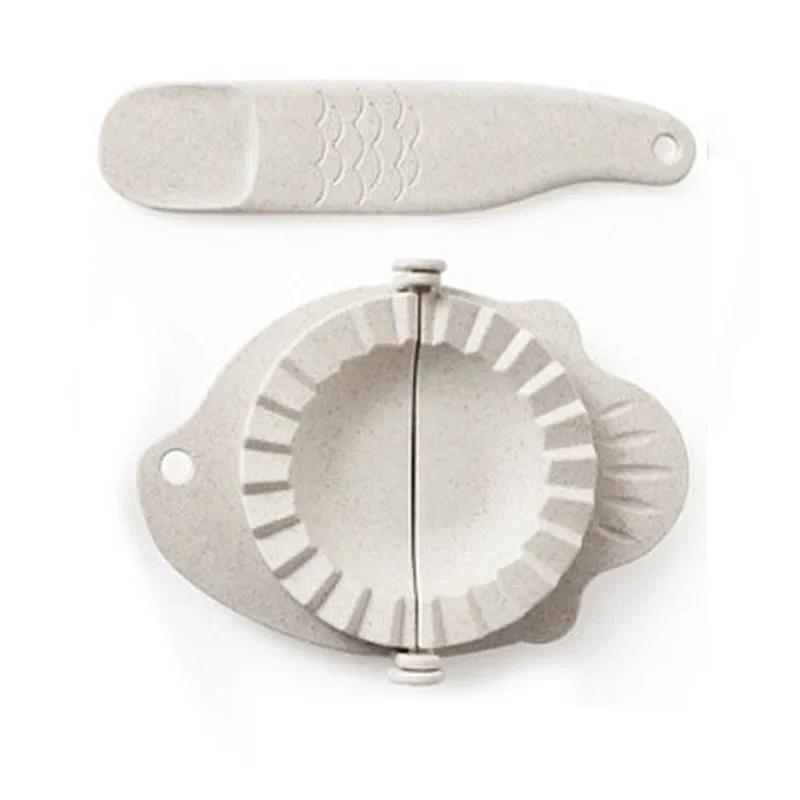 Wheat Straw Dumpling Maker - 2-in-1 DIY Dumpling Mold for Pierogi, Eco-Friendly Press Tool with Non-Slip Handle & Storage Hole