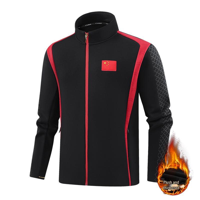 Chinese Team Sportswear: Autumn/Winter Set - Sports Student Training Clothes with Plus Velvet Jacket, Martial Arts Coach Uniform, School Uniform